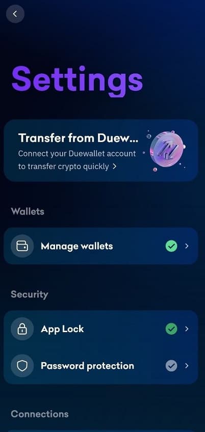 DueWallet screen 1